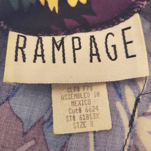 Vintage 90s RAMPAGE Tropical Print Mini Shift Tank Sun Dress Siren Summer 3 XS - Picture 7 of 8